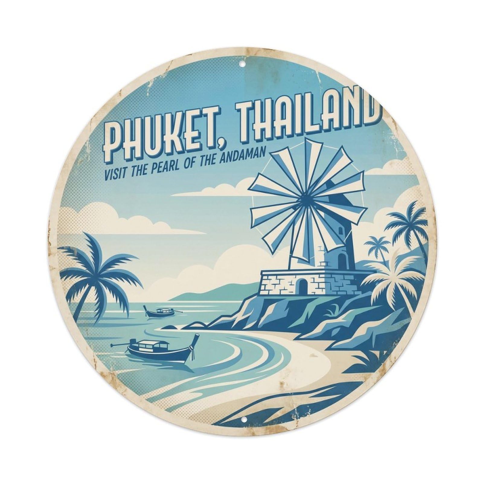 Phuket Windmill Viewpoint Island Tropical Coast Coastal Metal Tin Sign