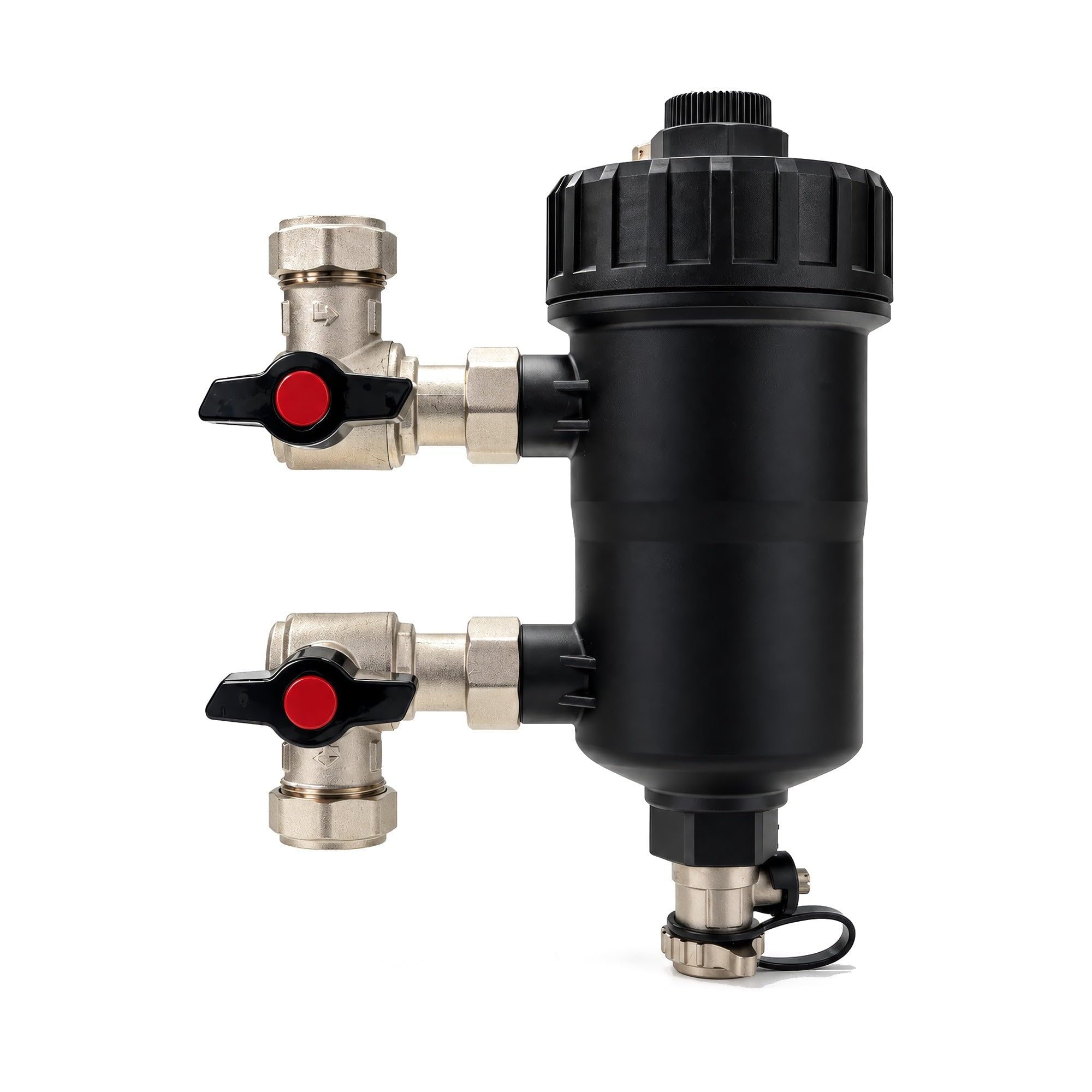 LavaTap Magnetic Boiler Filter 22mm with Isolating Valves, Central Heating | 12000 Gauss Magnet, Stainless Steel Mesh Strainer, Fits Any Orientation, Drain, Bleed Vent and Lid Tool Included