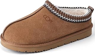 Genuine Suede Slippers for Women with Memory Foam Fuzzy House Shoes for Indoor Outdoor