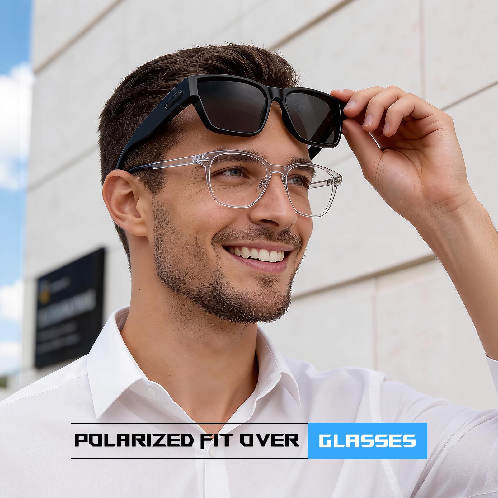 Okulary Przeciwsłoneczne Nakładane Polarizacyjne - Oversize Kwadratowe Okulary na Okulary dla Kobiet i Mężczyzn, Ochrona UV400, Konstrukcja Otaczająca