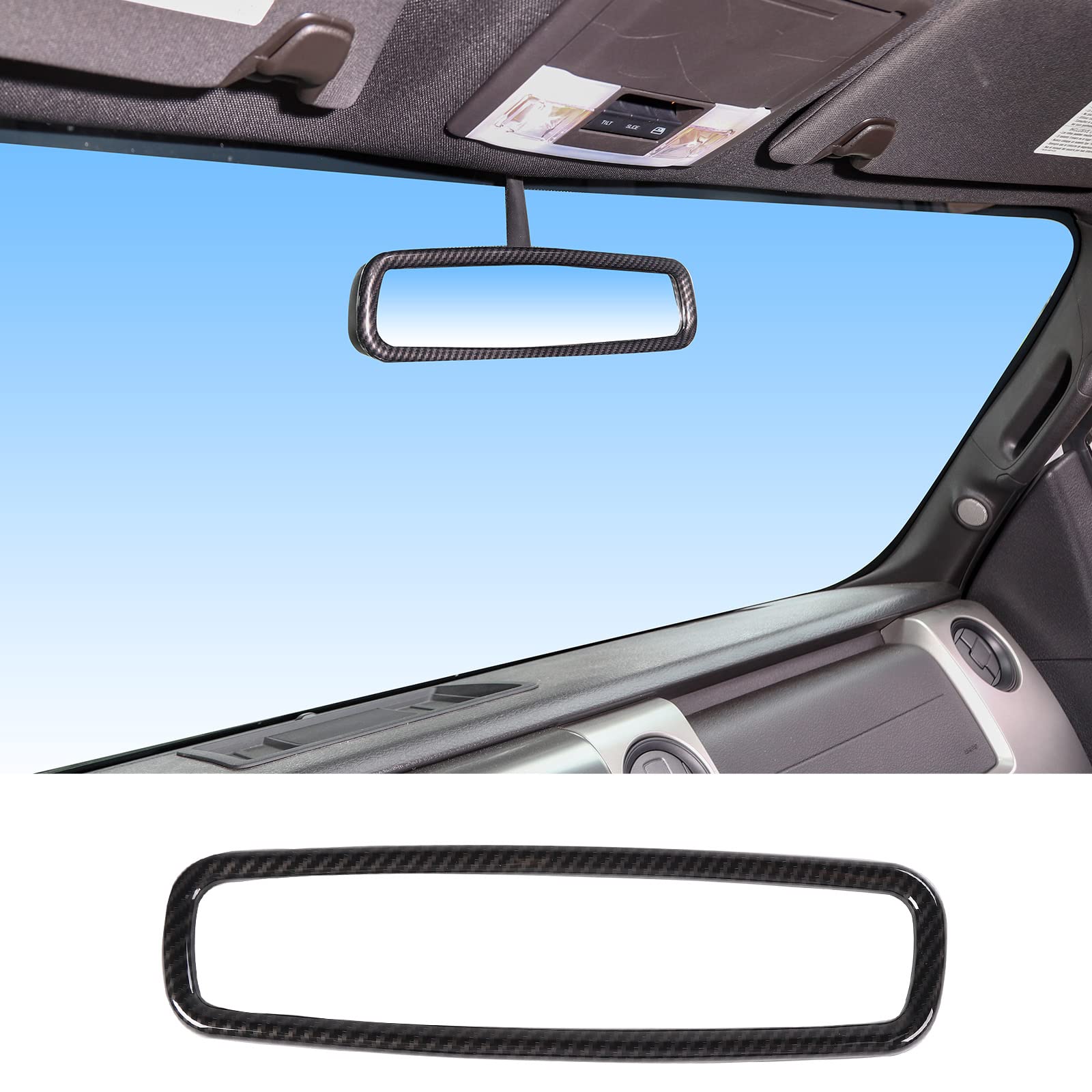 RT-TCZ Rearview Mirror Cover Trim Frame Interior Decoration Accessories for Ford F150 2015+, Mustang 2009-2022, Bronco 2021+, Bronco Sport 2021+(