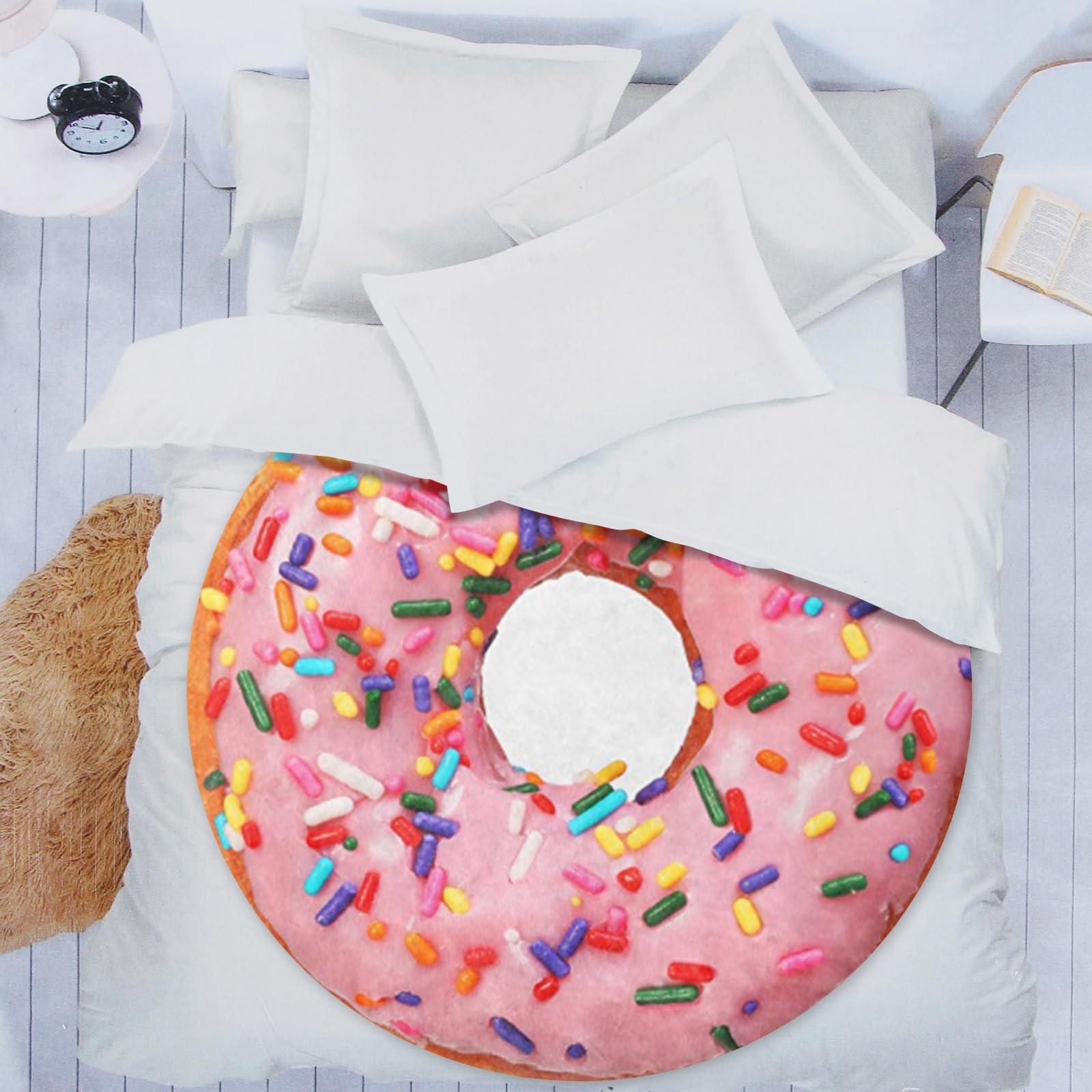 Coperta A Forma Di Ciambella Gigante 150 Cm - Morbida Flanella Realistica, Divertente E Calda Per Adulti E Bambini