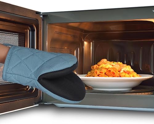 Miniatura 7 de 1 par de manoplas cortas para horno, de silicona resistentes al calor, para cocina, 500 grados, superficies de agarre antideslizantes y guantes de
