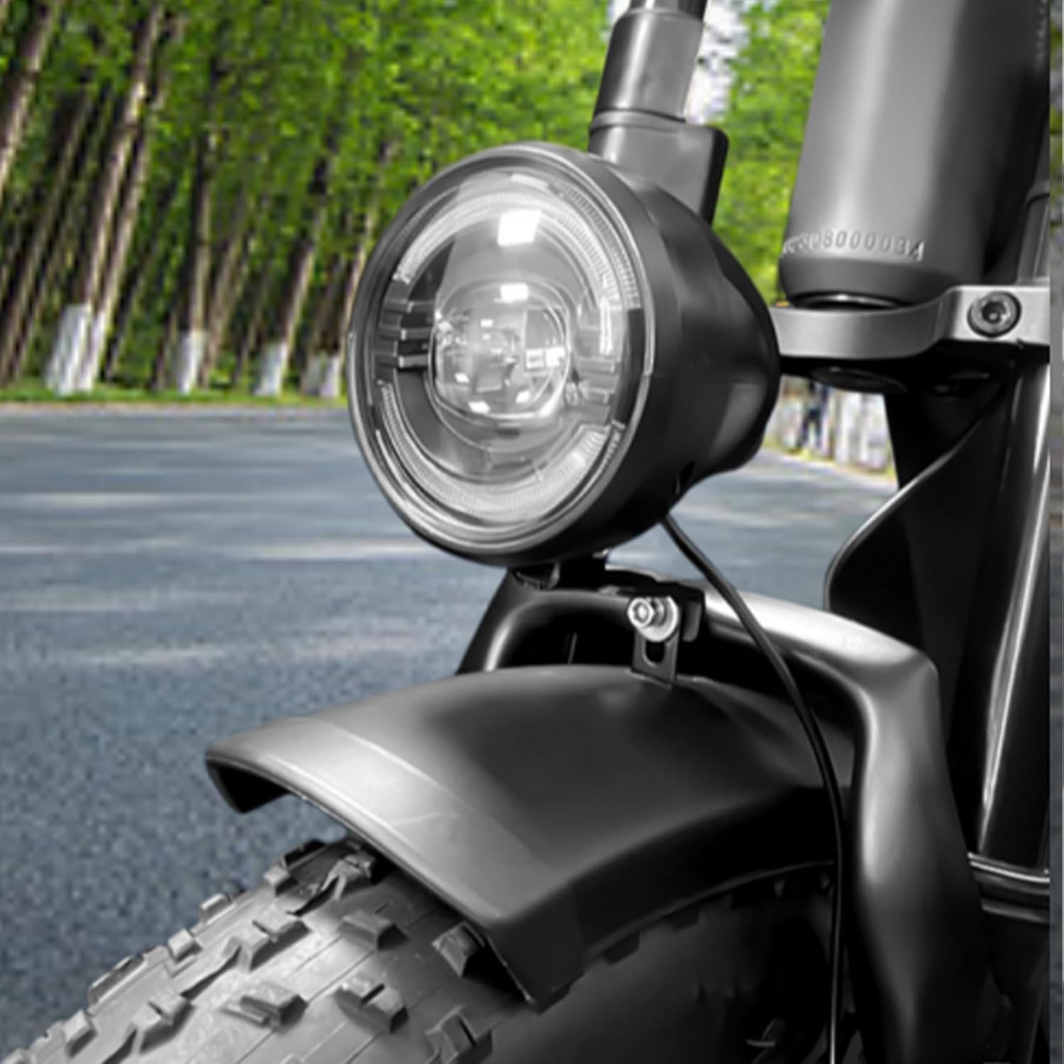 EBike Headlight with Horn 3/4 Pin Waterproof Connector 650 Lumen Bicycle Front Light for 36V 48V Electric Foldable/Mountain/Fat Tire Bikes