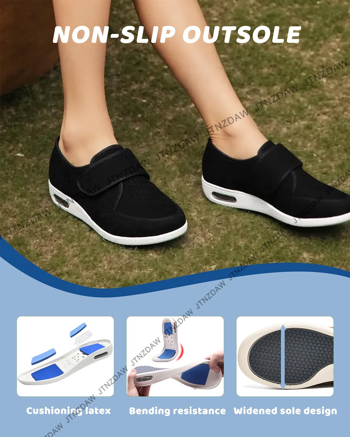 Gesundheitshausschuhe Damen mit Klettverschluss Diabetiker Hausschuhe Senioren Schuhe Gesundheitsschuhe Extra Breite Füße Orthopädische