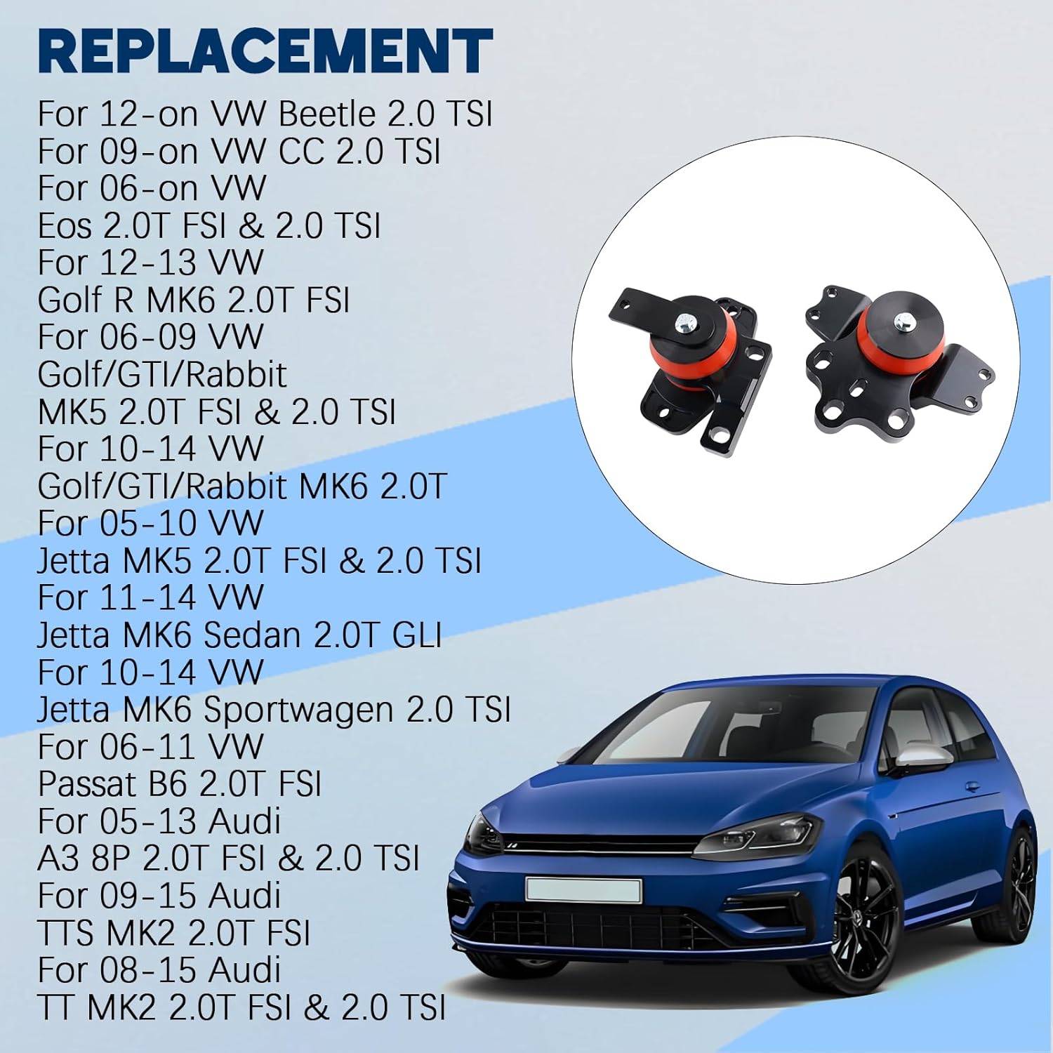 Transmission Engine Mounts Compatible with VW Jetta 05-13 Audi A3 2.0 MK5 MK6 Golf GTI R 2.5