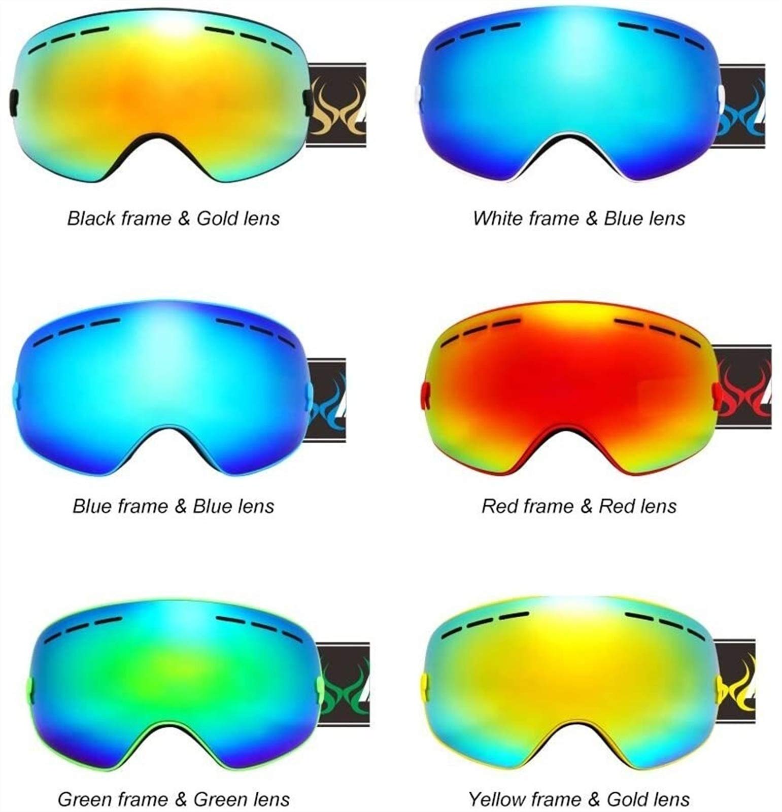 Bezramowe ultra wentylowane gogle narciarskie duże sferyczne dla mężczyzn i kobiet gogle z podwójnymi soczewkami regulowane do jazdy na nartach Snowboard Sn Gogle motocyklowe Ski 21-410