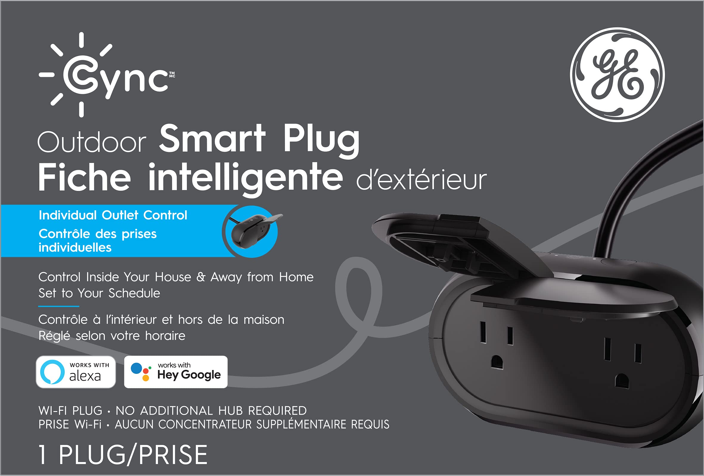 GE Cync Outdoor Smart Plug – Works With Alexa & Google, No Hub Needed, WiFi & Bluetooth