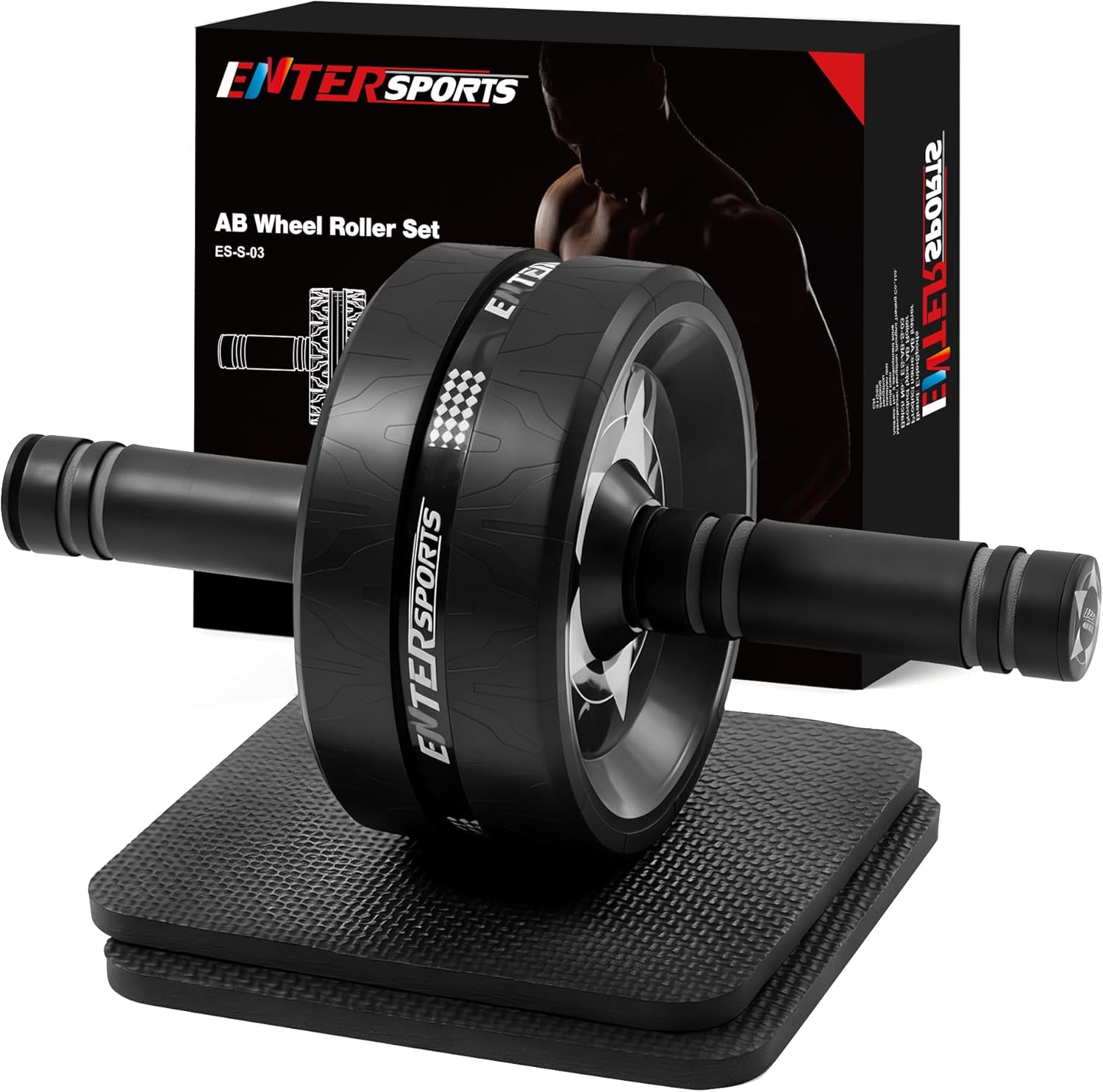 EnterSports Ab Roller Wheel for Abs Workout – Abdominal Exercise Equipment with 2 Knee Pads for Home Gym, Core Strength Training, Fitness Equipment for Men & Women