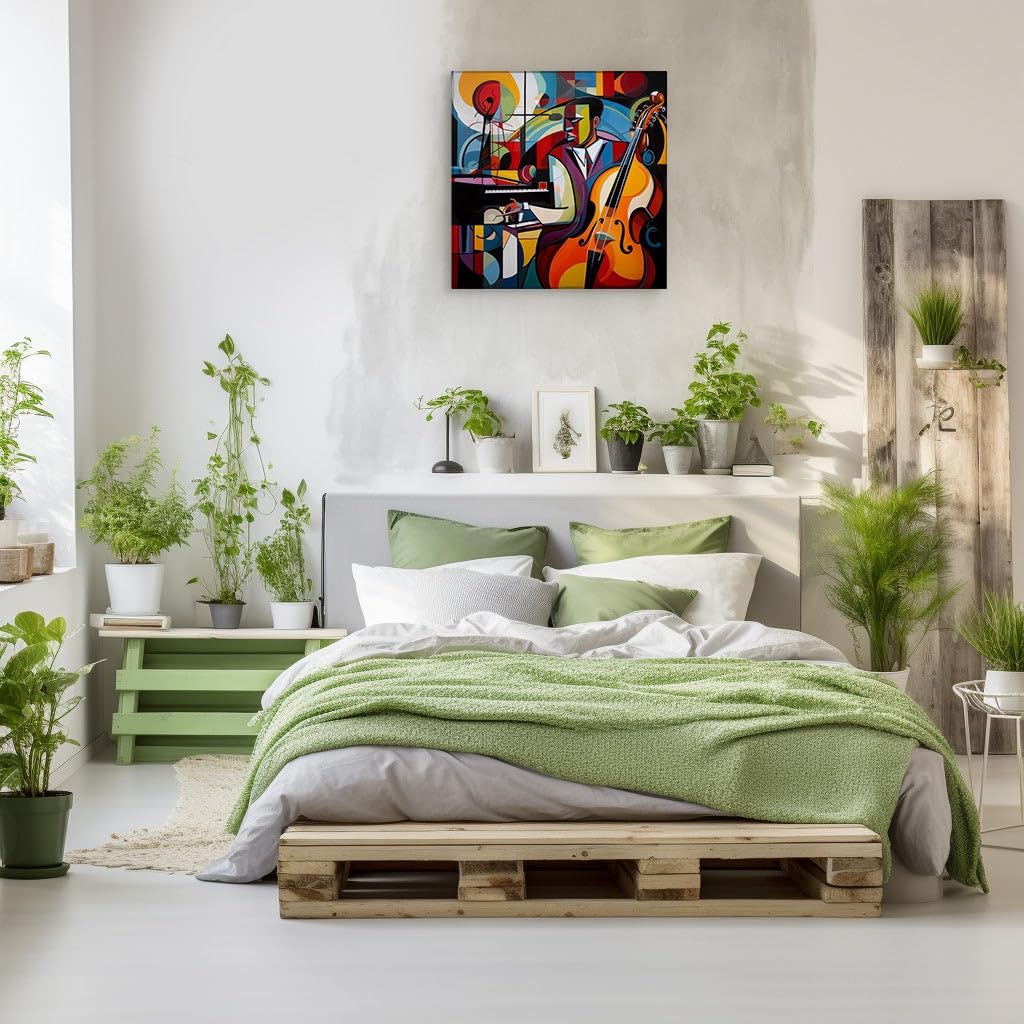 Canvas for Living room. Jazz Notes and Abstract Hues An Artistic Symphony of Color and Melody, 27 x 18 inch Canvas Wall Art - Contemporary Masterpieces - Modern Home Decor - 69x46 cm (27x18 inch)