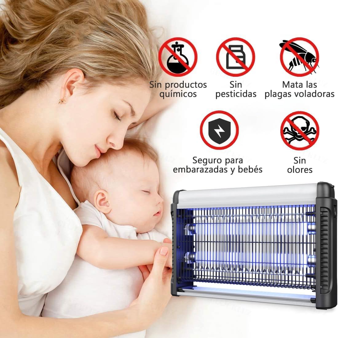 Glückluz 20W Lámpara Mata Mosquitos Eléctrico - Potente Mata Moscas UV, Eliminador de Insectos, Antimosquitos Eléctrico, Trampa para Mosquitos Interior y Exterior