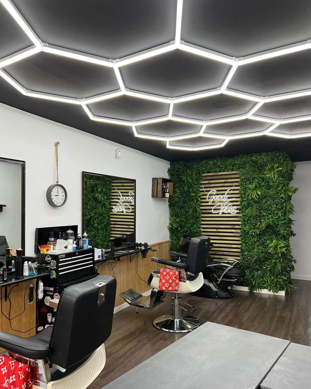 Led nido de abeja Diseño hexagonalecar Detailing Taller Autolavaje Carrocería Goma Oficina Rombo Pulido Coche Barber,Gimnasio (4,20 x 2,38 metros)