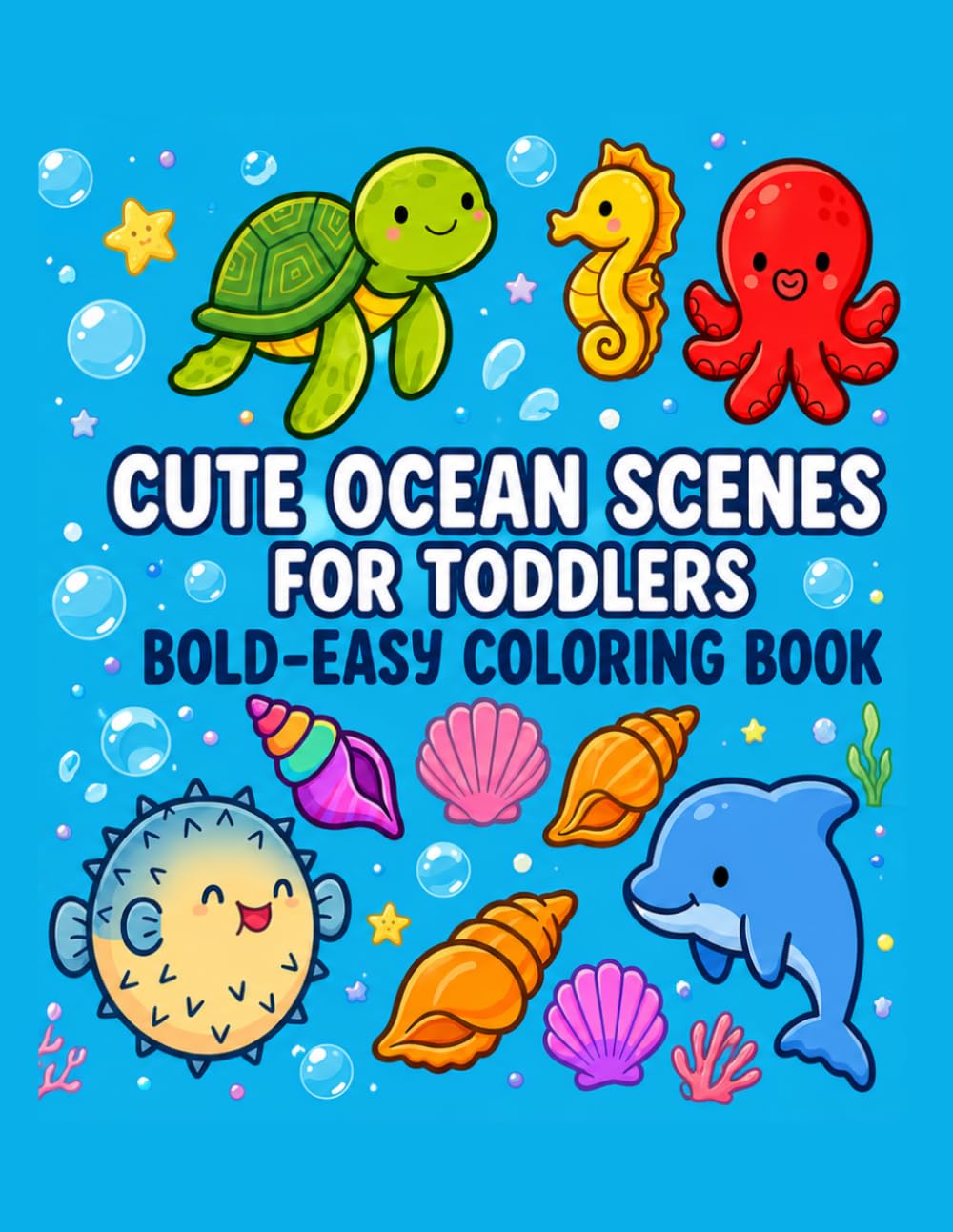 Cute Ocean Scenes for Toddlers: Bold and Easy Coloring Book for Ages 2–5