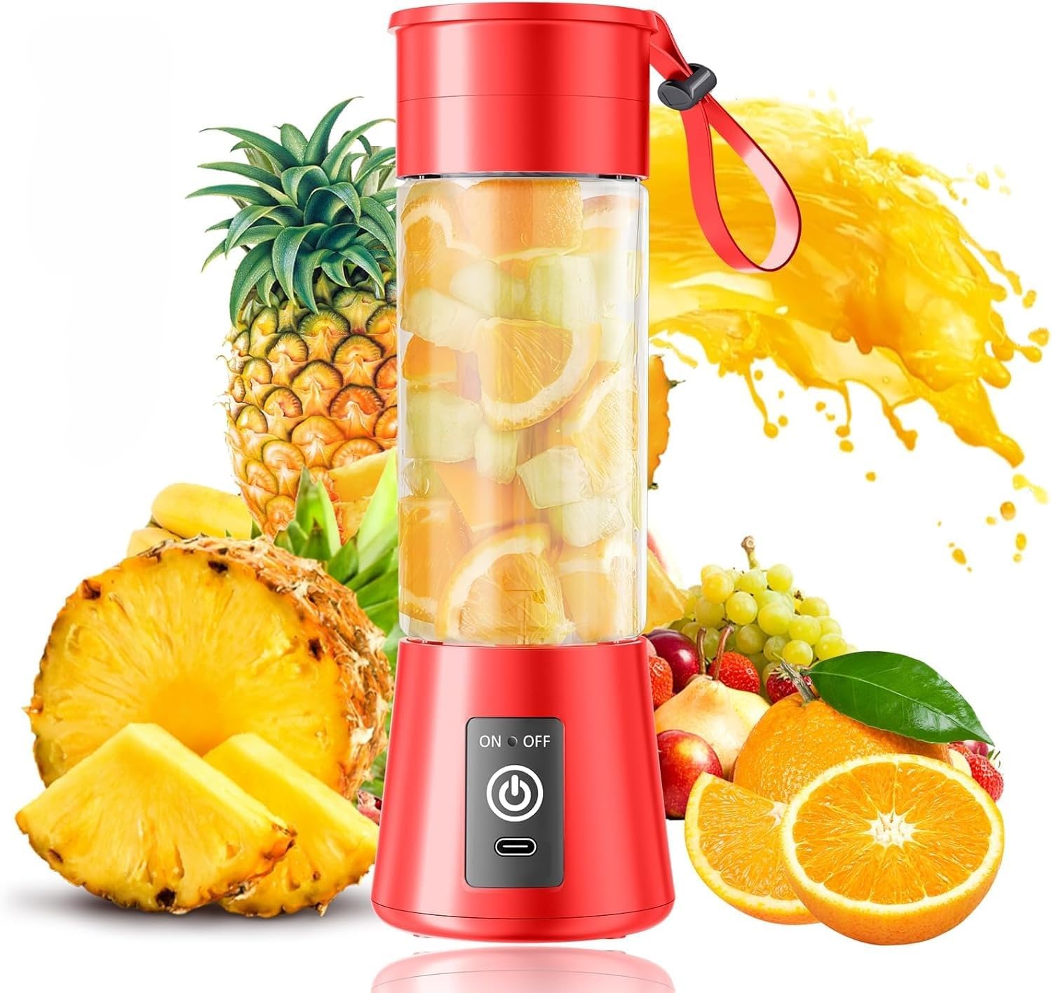 New Portable Electric Nail Drill Juicer 380ML USB Rechargeable Blender Heavy Duty Juicer, 6 Blades, Mini Handheld Fruit Hand Mixer for Home & Outdoor Use (Multicolor)-image-5