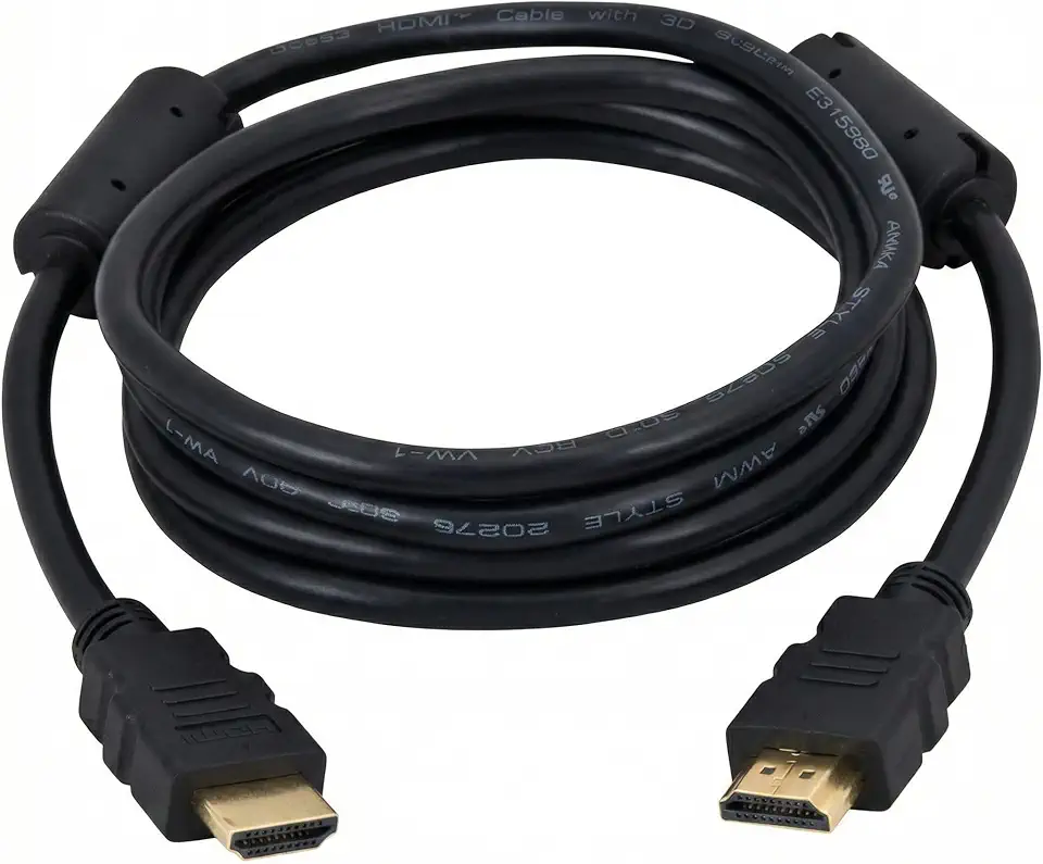 Cabo HDMI 3 Metros com Filtro Ferrite Duplo Anti-Ruído, Conectores Banhados a Ouro, Full HD 1080p 3D para TV, Monitor, PC, e Projetores - Preto