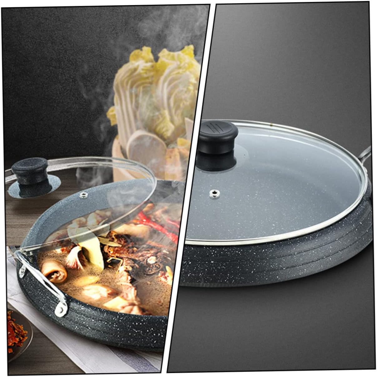 Unomor 1pc Multi-function Barbecue Pan Korean Bbq Grill Roast Meat Plate for Home and Outdoor Cooking Non-stick Smokeless Easy to Clean Griddle for Grilling Meat and Vegetables