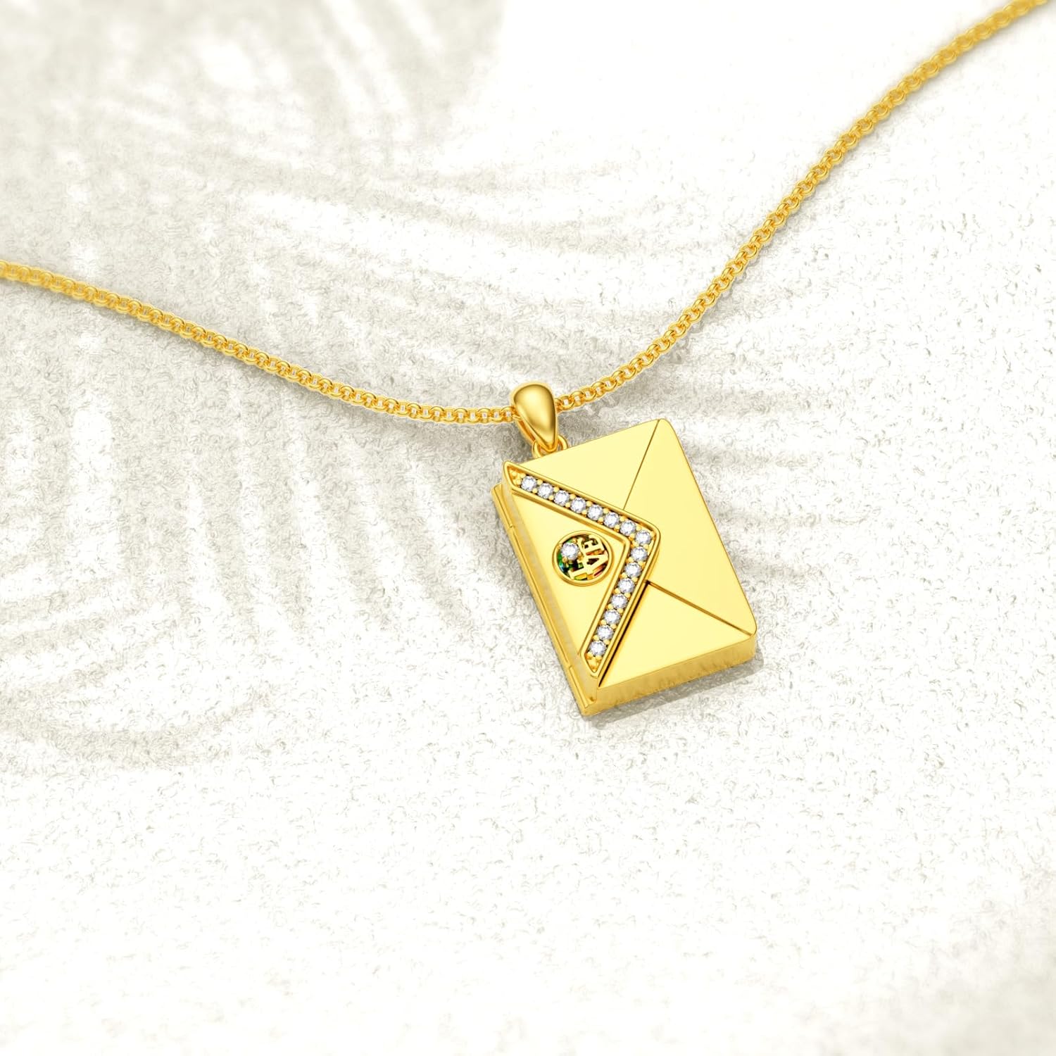 SOULMEET Personalized 10K 14K 18K Solid Gold/Plated Gold Envelope Locket That Holds Picture Custom Letters Engraved Envelope Necklace Gift for Men Women