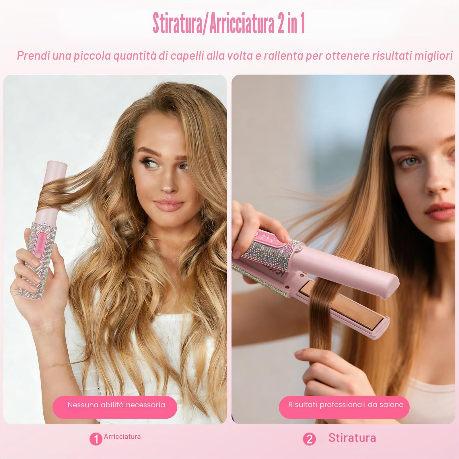 Piastra Capelli Senza Fili 5000mAh, Mini Piastra per Capelli 2 in 1, Piastra Portatile Senza Fili in Titanio, Piastra da Viaggio per Capelli, 3 Temp 2S HEAT Rapido MAX 410℉ Con Spegnimento Automatico