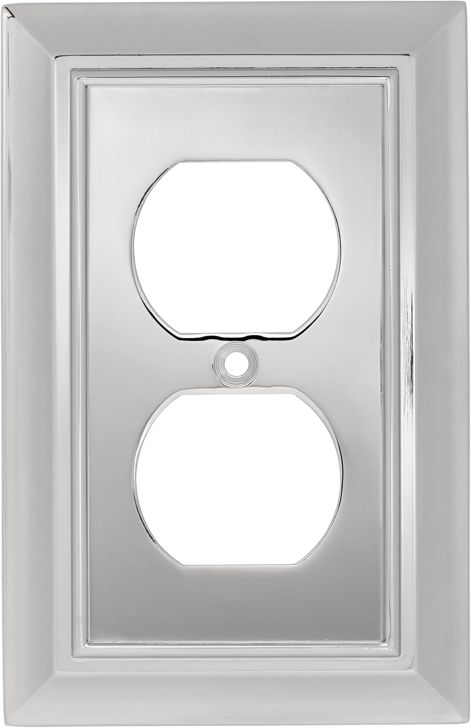 Liberty Hardware 126299 Architectural Single Duplex Wall Plate, Polished Chrome