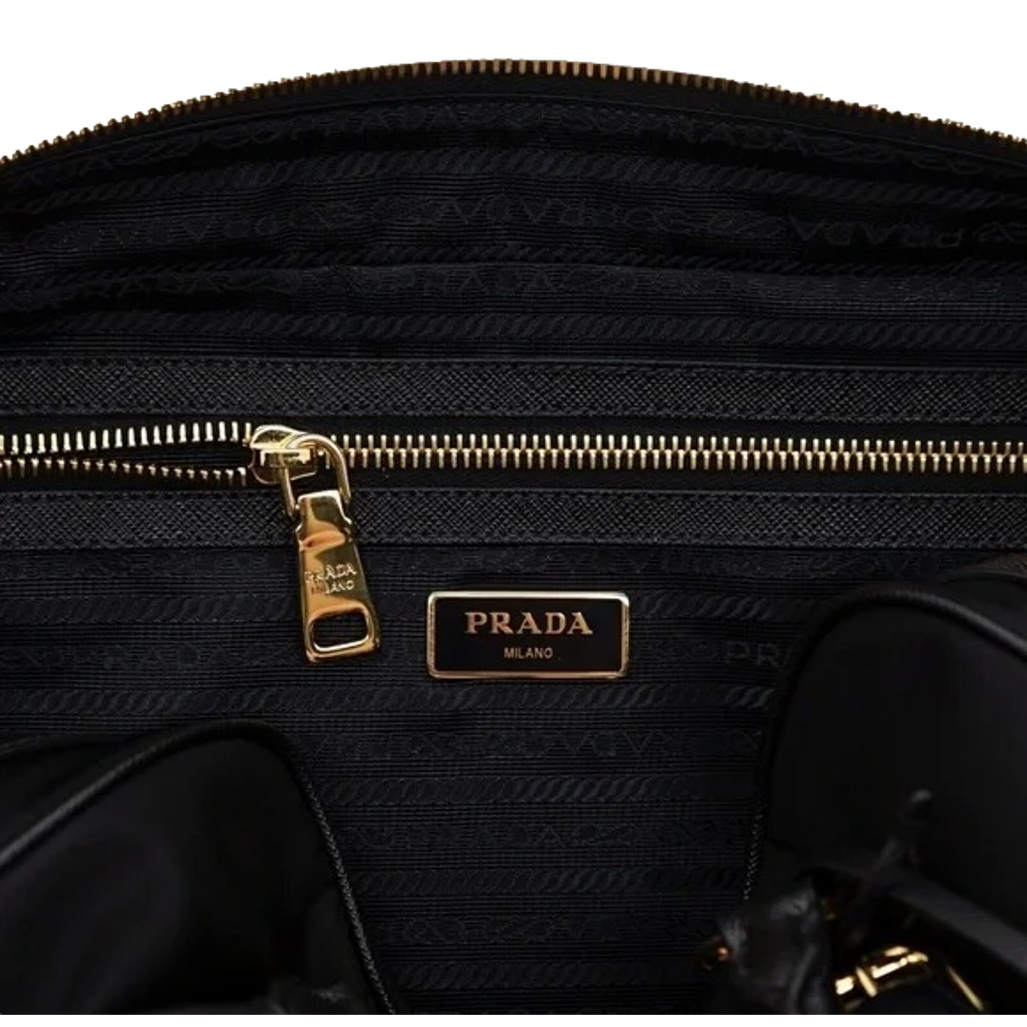 Prada Black Nylon Saffiano Satchel Shoulder Bag