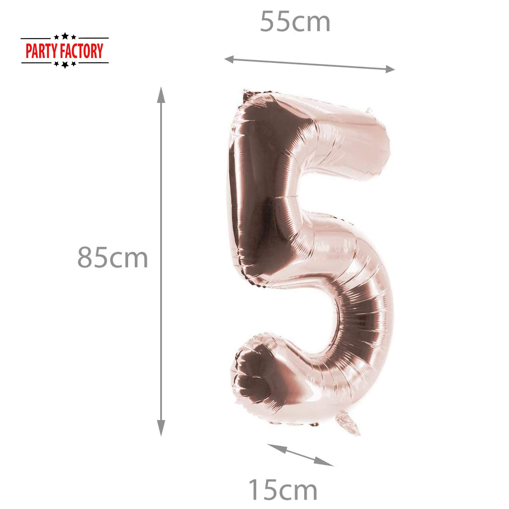 Party Factory XXL Zahlenballon '5' In Rosegold – 100 Cm Großer Folienballon Für Geburtstag & Jubiläum