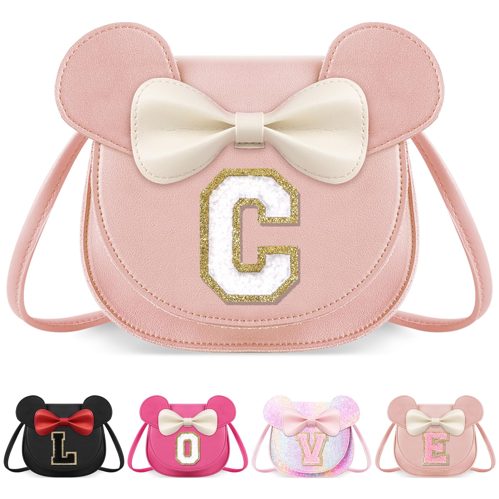 Little Girl Toddler Purse - Cute Mouse Ear Bow Crossbody Bag for 2-8 Year Olds - Birthday Gift