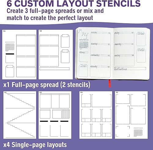 Miniatura 2 de Speedy Spreads - Plantillas de diario (diseños semanales #2), plantillas x6 para cuaderno de cuadrícula de puntos A5, ahorra tiempo en diseños de