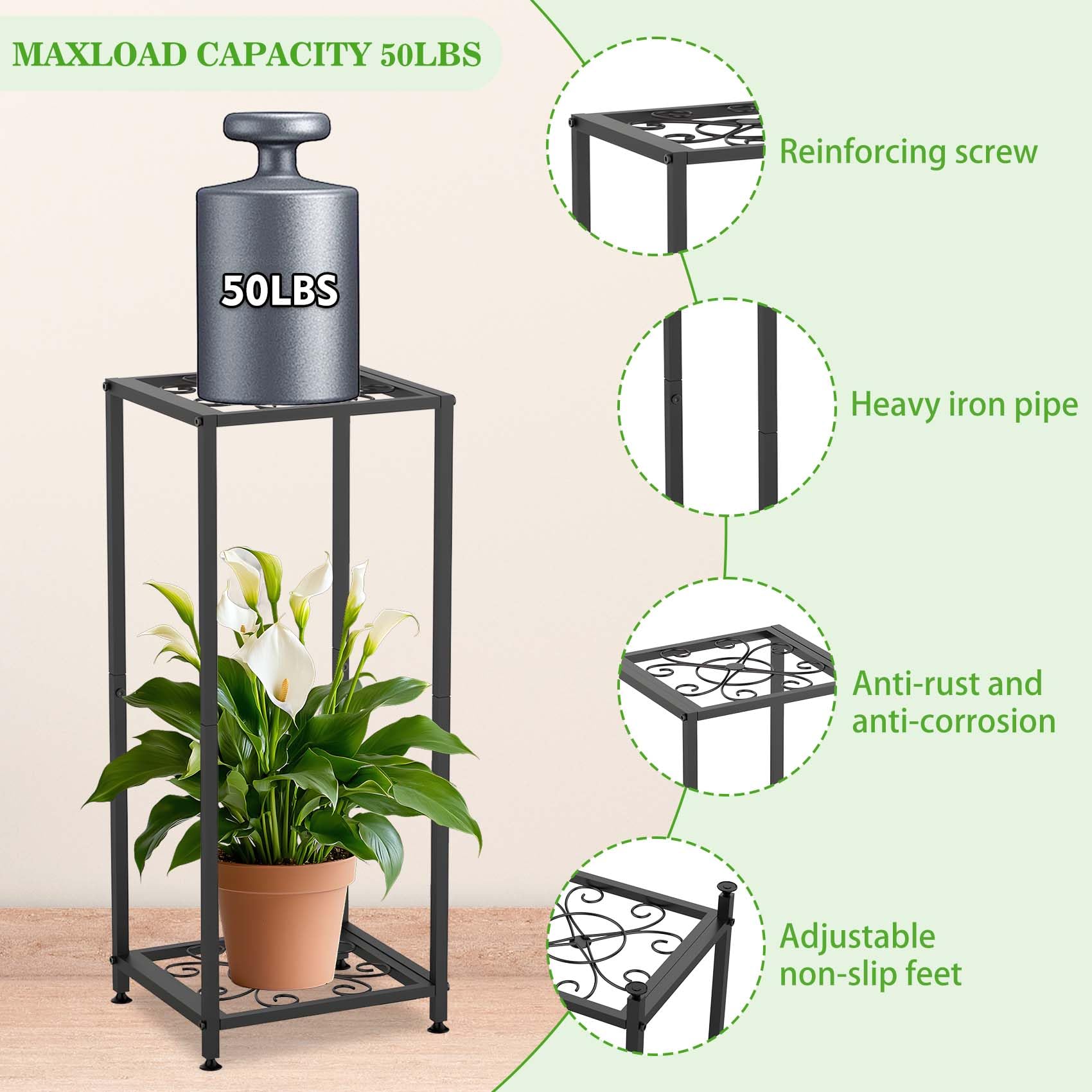 Generico Supporto per Piante In Ferro Battuto, Supporto Alto per Piante, Supporto per Piante In Metallo A Più Livelli, Portavaso, Antiruggine, per La Decorazione Giardino Balcone Patio Soggiorno