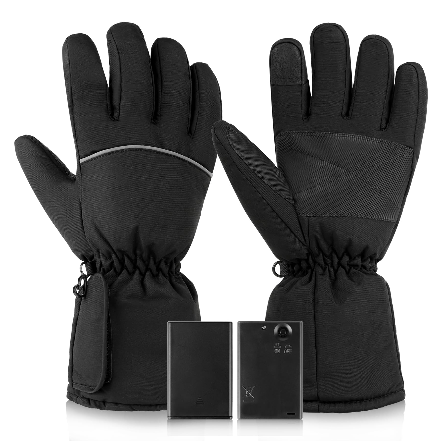 HLTWCLO Heated Gloves for Men Women, Touchscreen Electric Waterproof Heating Gloves for Cycling Camping Motorcycle Driving Hiking Skiing Snowboarding Outdoor Winter Sport