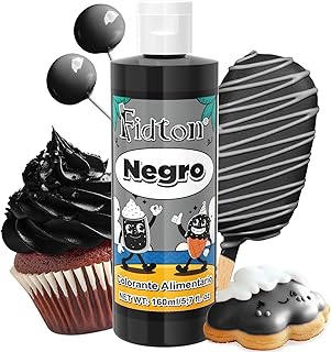 Colorante Alimentario 160 ml - Gran Capacidad Colorantes Alimentarios Reposteria Altamente Concentrado para Decoración de Pasteles, Colorante Alimenticio para Fondant Colores, Macarrone - Negro