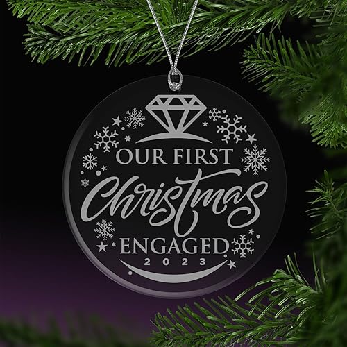 Miniatura 8 de BAD BANANAS Adorno de Navidad comprometido - Nuestra primera Navidad comprometida 2022 - Adorno de cristal de 3 pulgadas - Decoraciones de