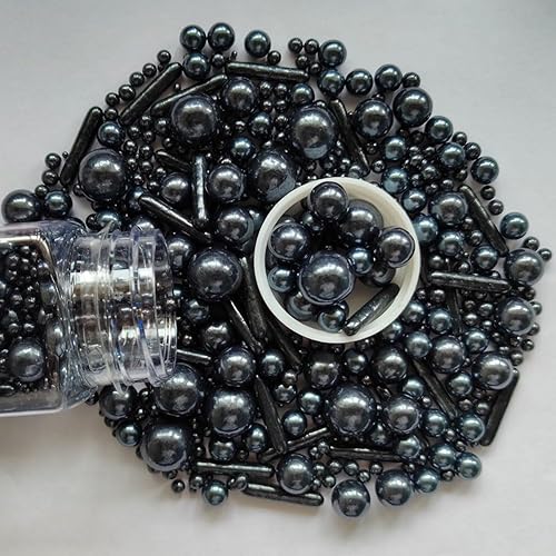 Miniatura 2 de Gránulos comestibles de azúcar de perlas negras comestibles, tamaño mixto, para hornear, decoración de pasteles, decoración de galletas, boda,