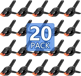 NUITPY 20 Pack 4.5 Inch Heavy Duty Plastic Spring Clamps - Black Clips for Woodworking, Crafts, Photography Backdrops & Stands