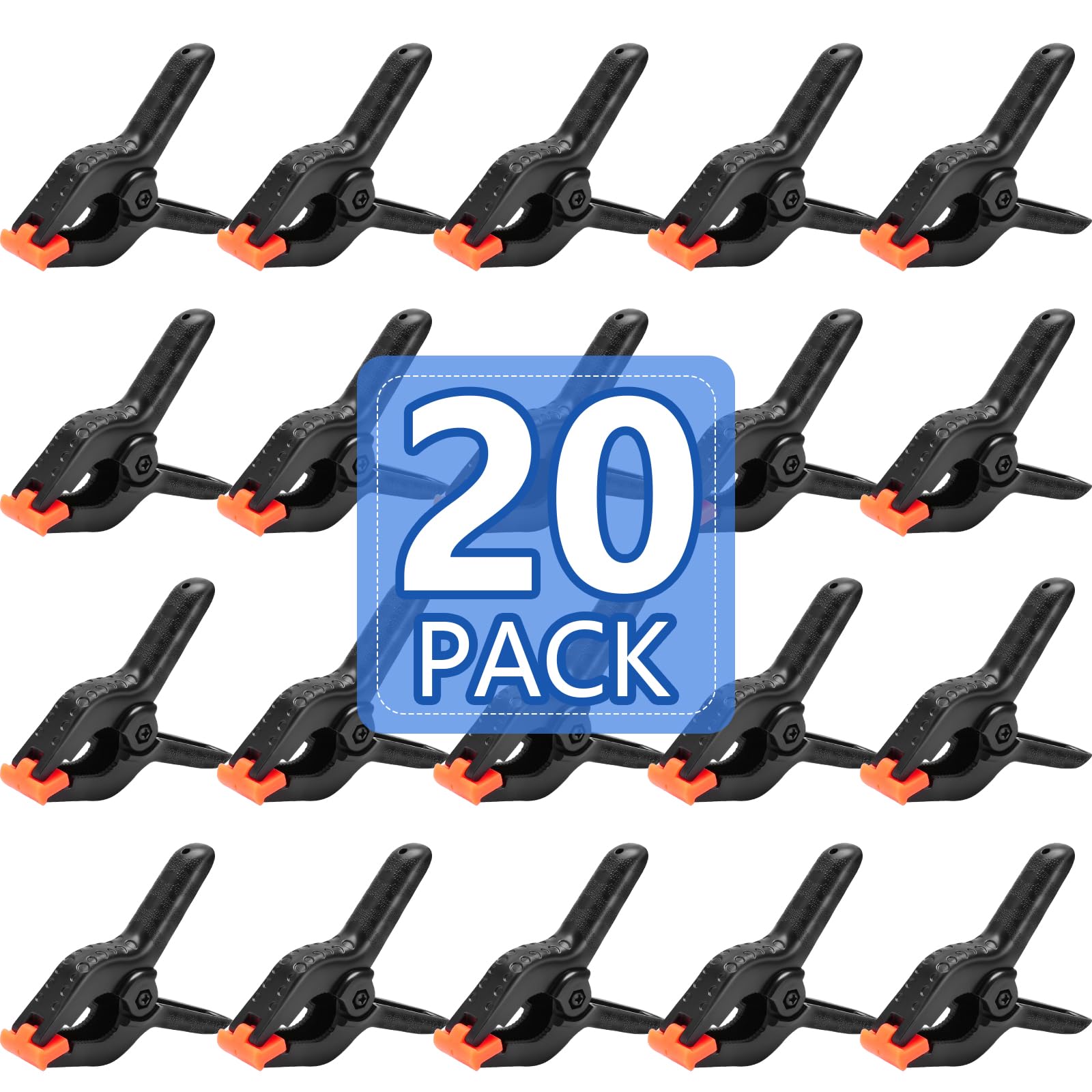 Photo 1 of 20 Pack 4.5 inch Plastic Spring Clamps, Black Heavy Duty Clips, Backdrop Clips, Woodworking Clamps, Plastic Clamps for Crafts, Backdrop Stand, Woodworking, Photography