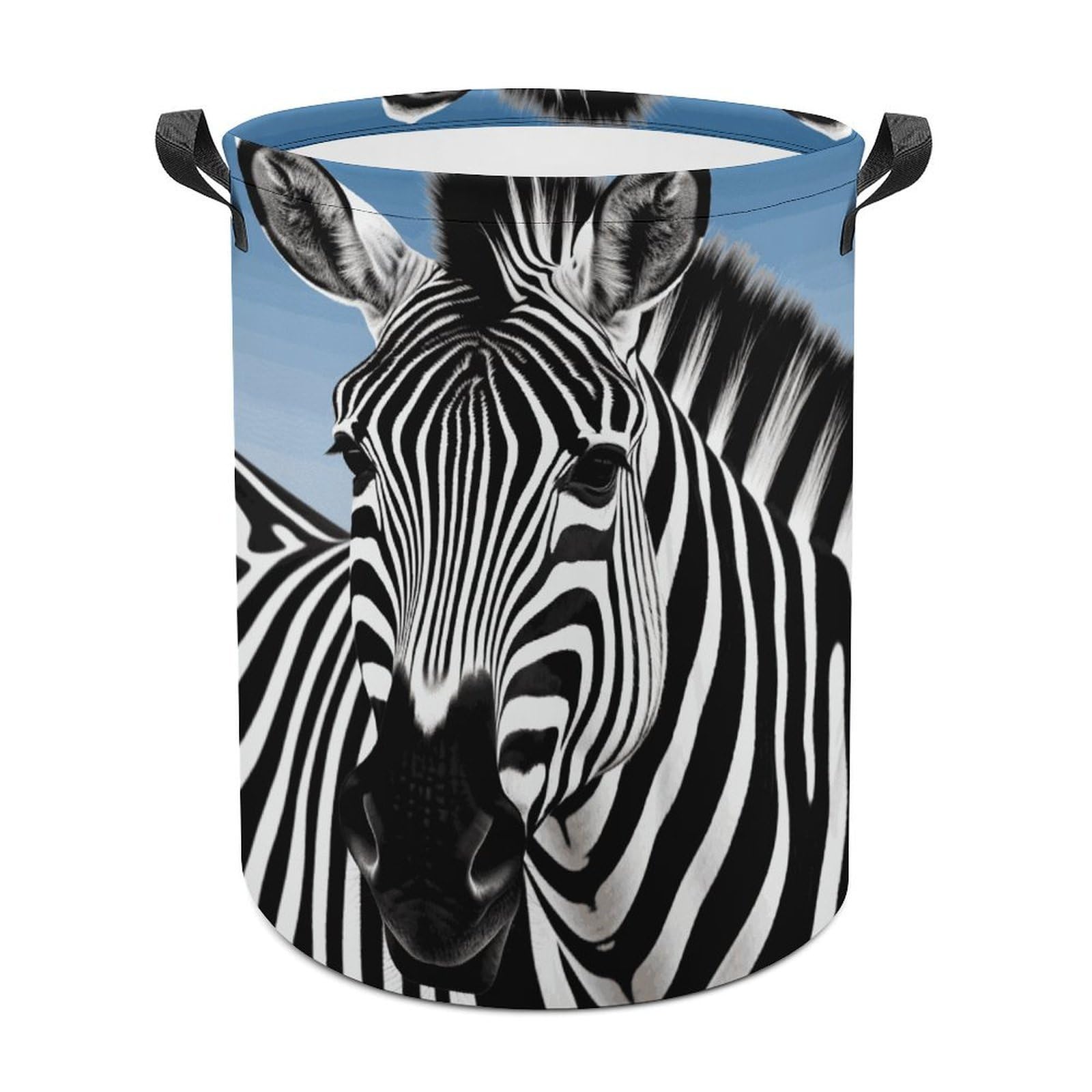 Zebra Laundry Basket Freestanding Waterproof Laundry Hamper Collapsible Tall Clothes Hamper with Reinforced Handles Waterproof Laundry Bag for Dorm Bathroom Home 44x44cm