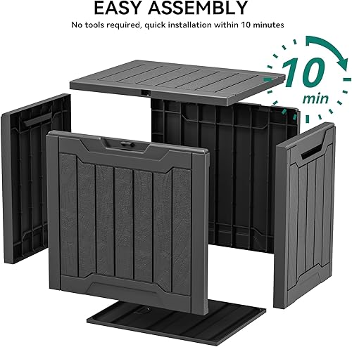 Miniatura 5 de YITAHOME Caja de resina de 31 galones, caja de almacenamiento al aire libre y caja de entrega de paquete impermeable con tapa bloqueable para