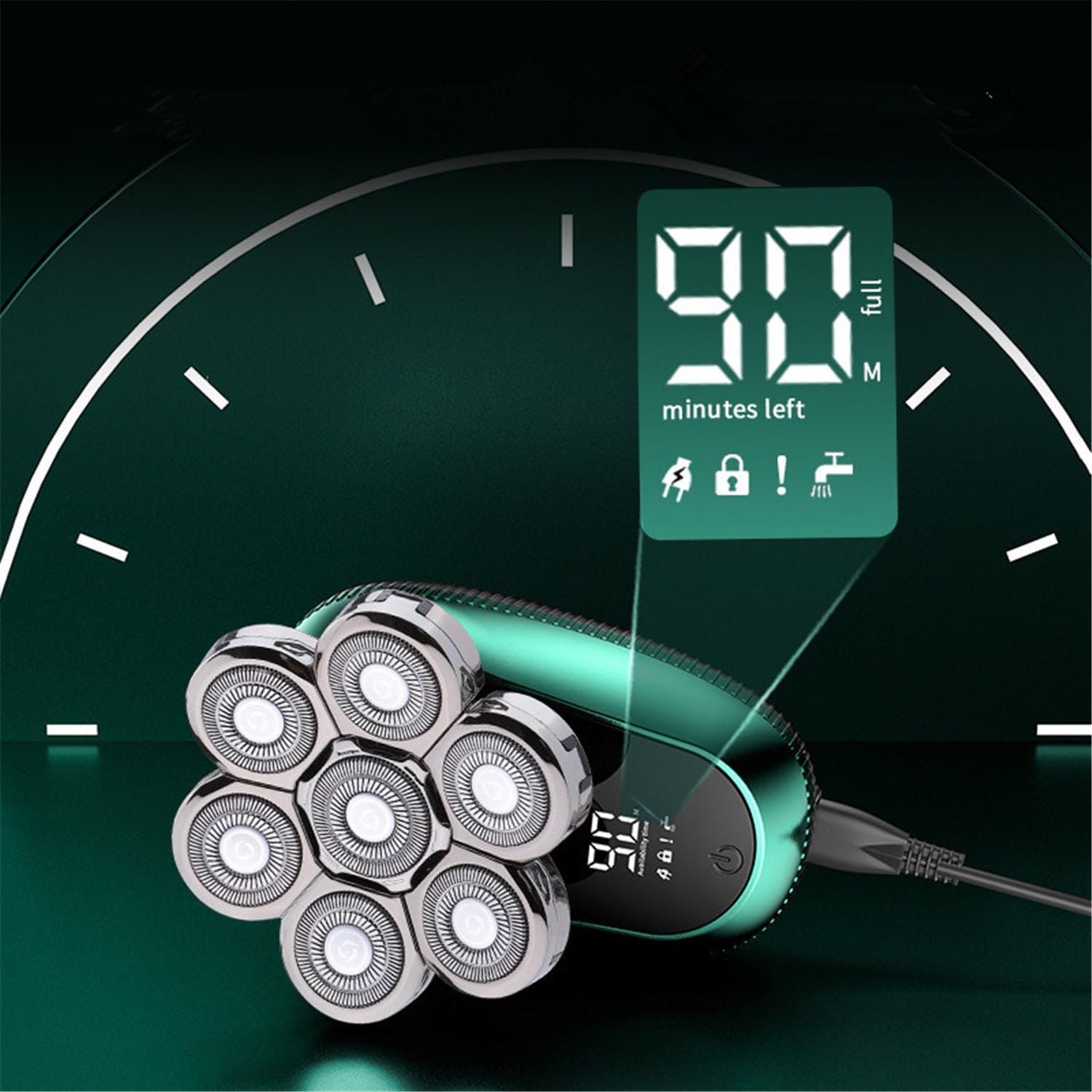 USB Wireless Charging 6 in 1 Electric Head Shaver for Bald Men 7D Floating Cutter Beard Trimmer Shaving