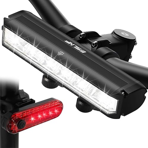Luz de bicicleta de 1800 lúmenes, luces delanteras y traseras para bicicleta de noche, luz de bicicleta recargable por USB súper brillante con haz