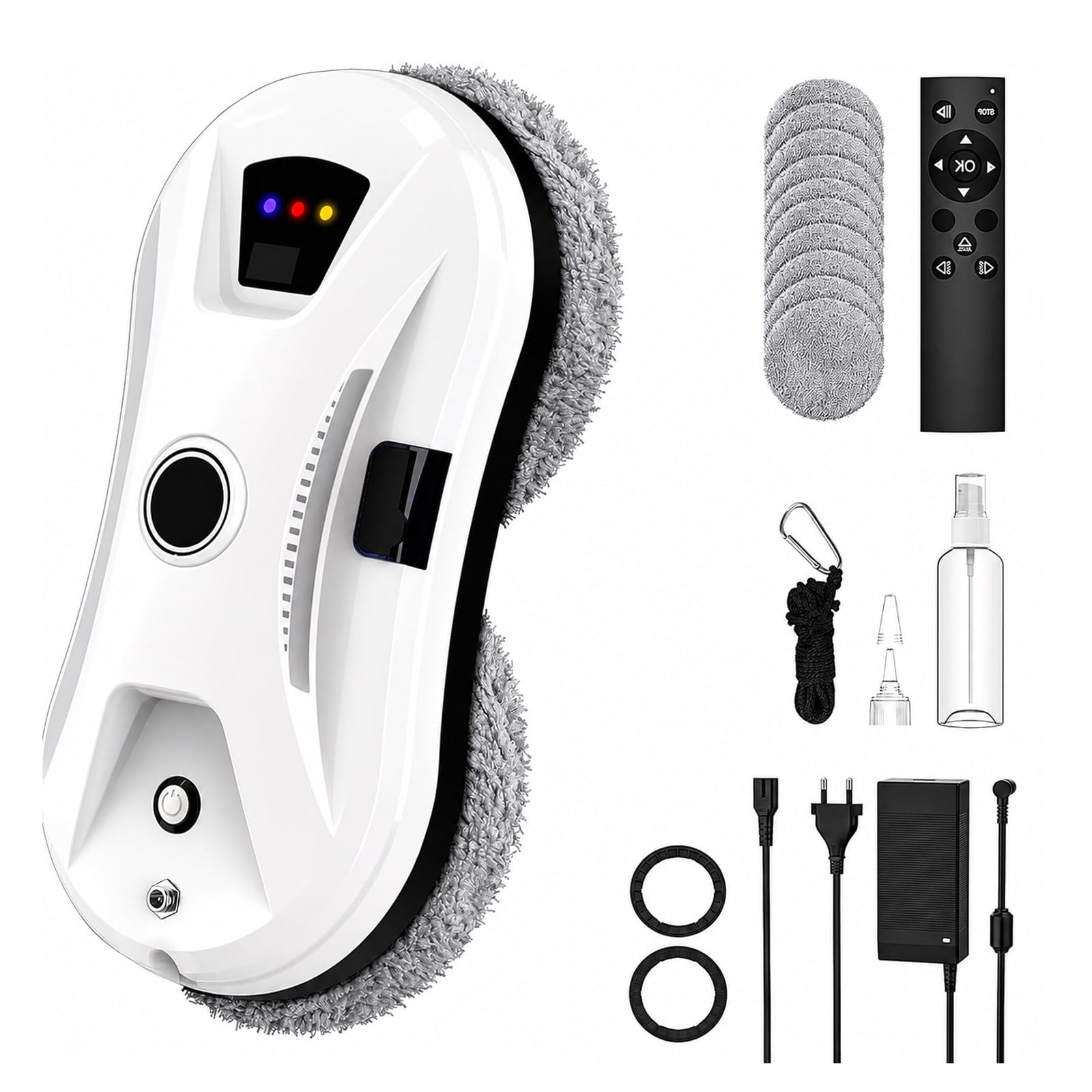 MIAOXIAOLONG Limpiacristales Robot con Seguridad 3 Capas, Navegación Inteligente, Succión 5600Pa y UPS Anticaídas, Ideal para Ventanas Altas, Puertas de Vidrio, Ducha, Regalo para Padres