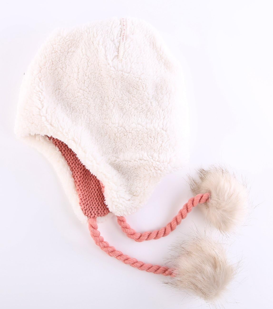 Home Prefer Girls Sherpa Earflaps Hat Toddler Baby Knit Beanie Fuzzy Peruvian Cold Weather Warm Winter Hat - Image 3