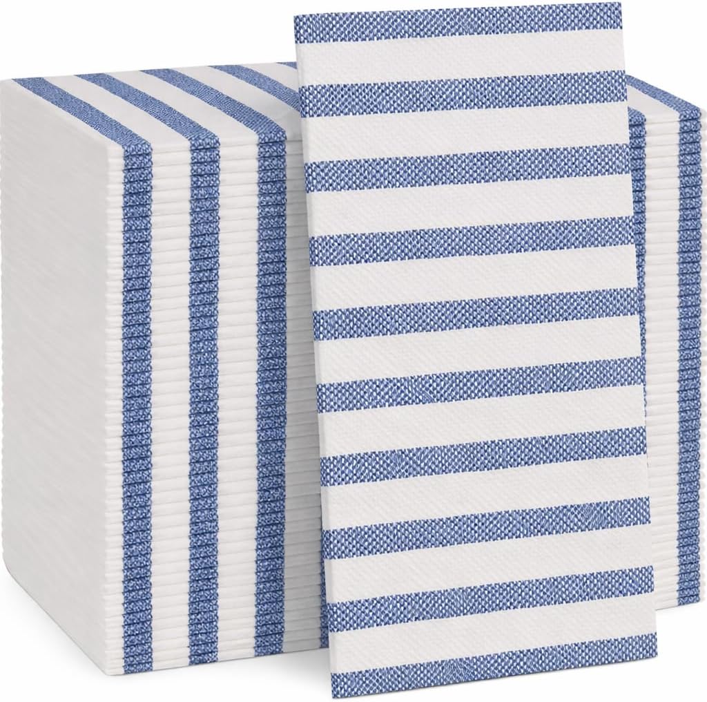 Lillian Made in Italy Linen-Feel Disposable Guest Towels - Premium Airlaid Cloth-Like Luxury Bathroom & Dinner Napkins