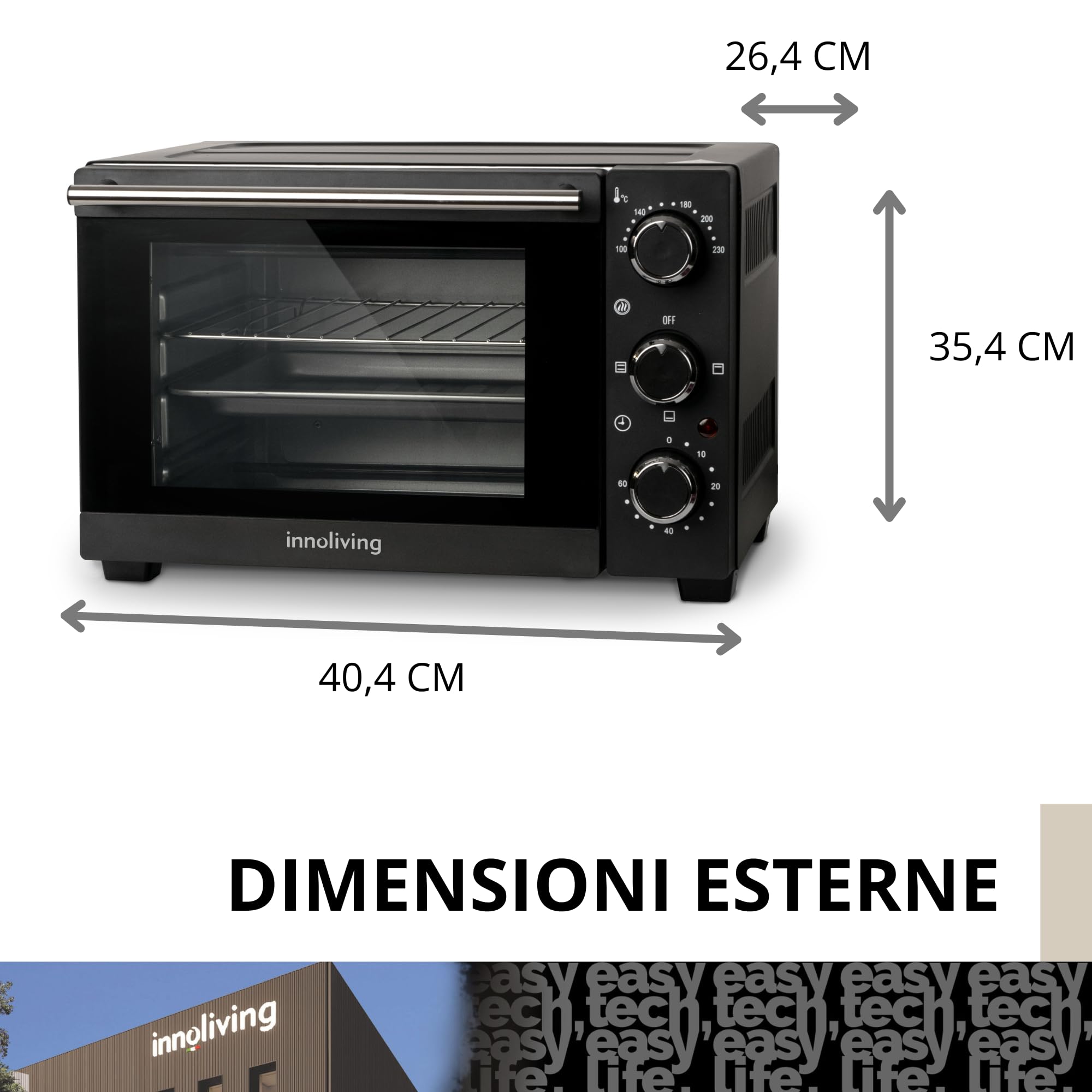 Innoliving Forno Elettrico 15 Litri 1200W Timer 60 Minuti 230°C