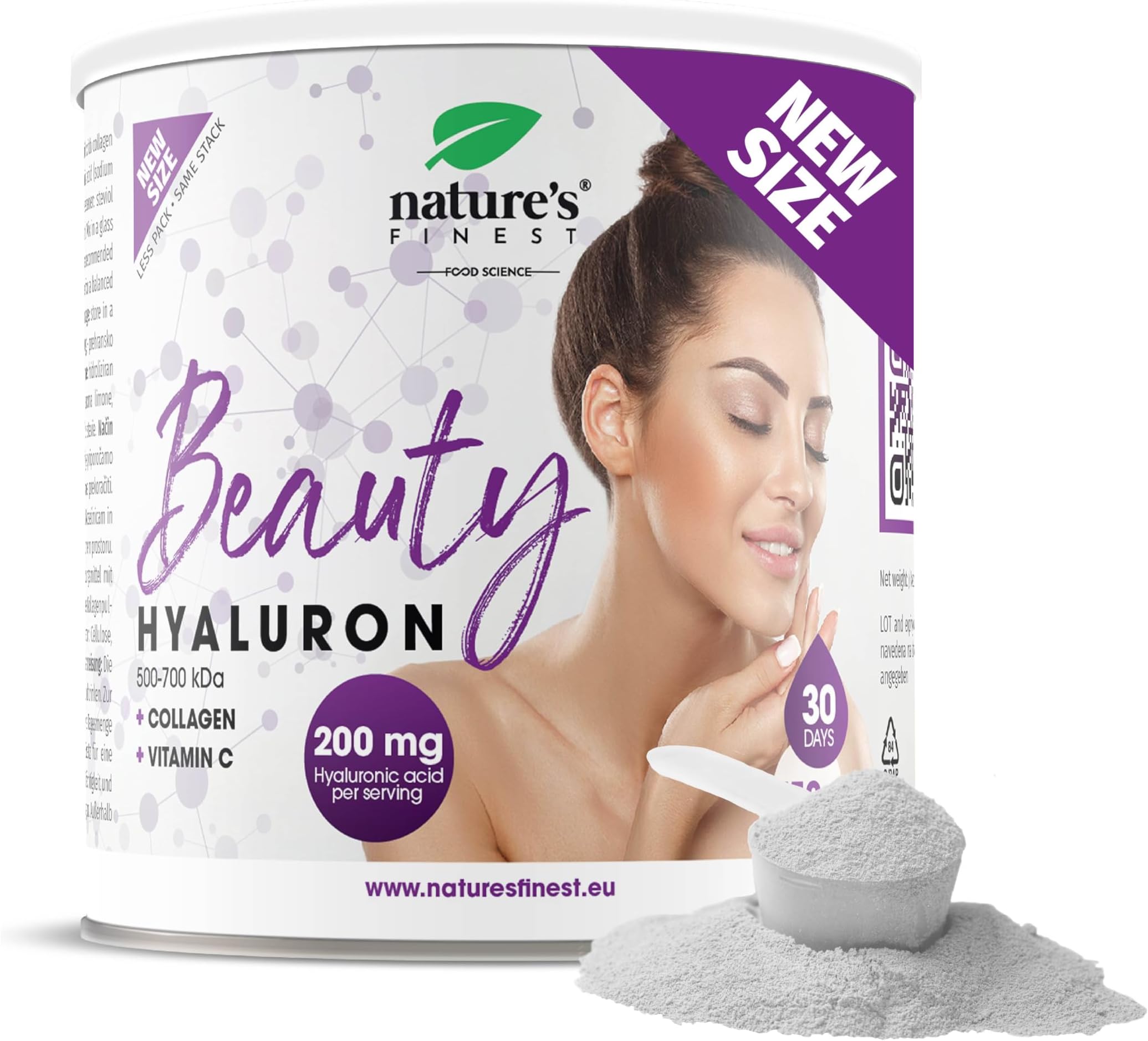 Beauty Hyaluron – Hyaluronic Acid Powder, Collagen & Vitamin C – Skin Hydration & Anti-Ageing Support for Hair, Skin & Nails (150g, 30-Day Supply)