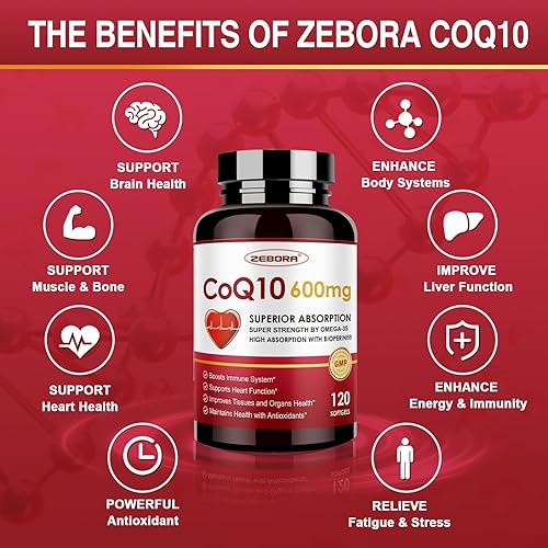 Miniatura 3 de CoQ10-600mg-Cápsulas blandas - Coenzima Q10 extra fuerte con PQQ, Omega-3 y BioPerine - Suplementos CoQ10 de alta absorción antioxidante