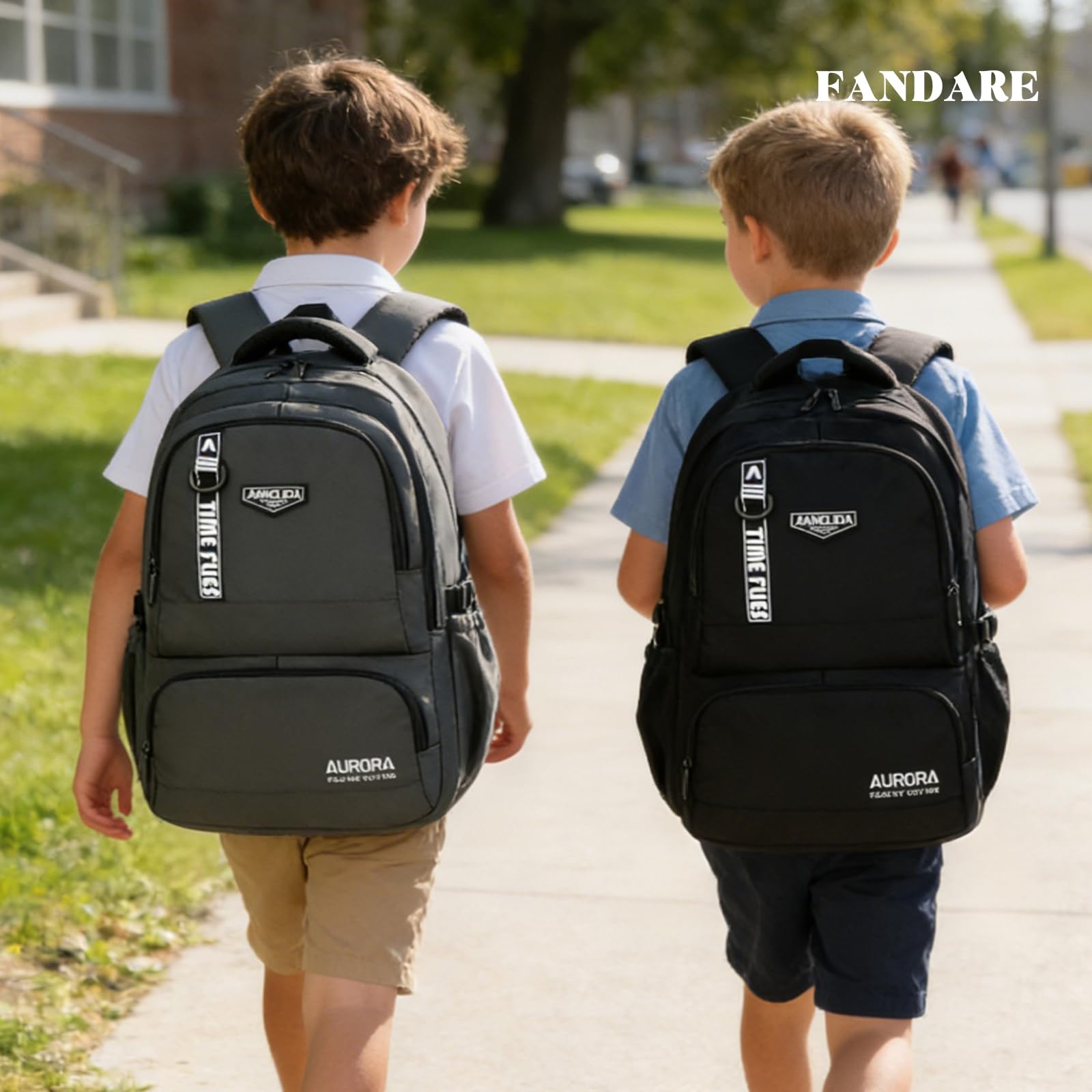 FANDARE Jungen Rucksack Leichter Schulrucksack Wasserdichter Laptop Tagesrucksäcke Schulranzen mit verstellbaren Trägern & gepolsterter Griff für Grundschule, Gymnasium, Universität, Bibliothek