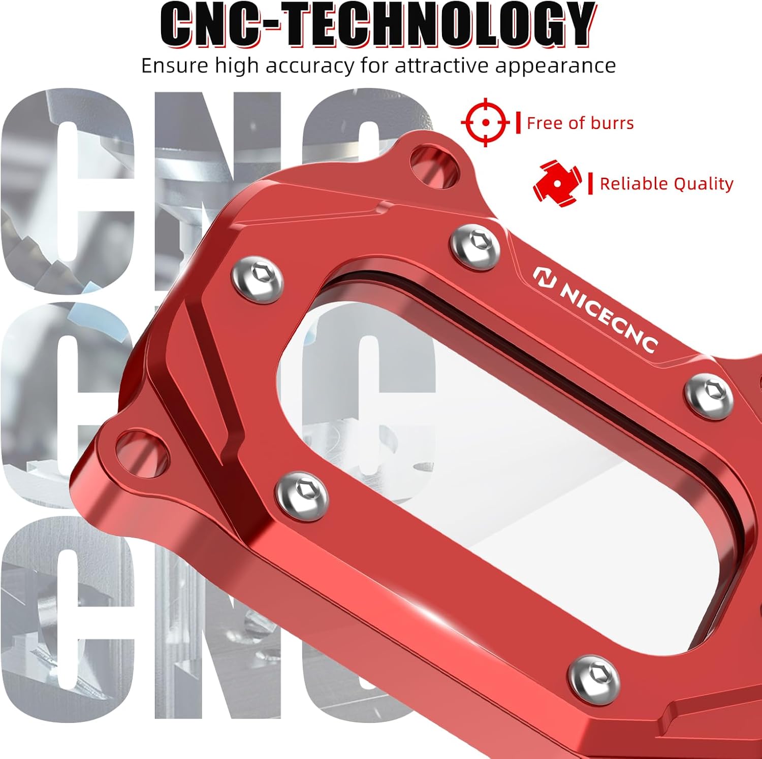 NICECNC Red Cylinder Head Side Cover Compatible with Yamaha Raptor 700 2006-2026, Raptor 700R 2009-2026, Grizzly 700 2007-2023, Grizzly 550 2009-2014, Replacement for 1S3-11186-00-00 See Fitment