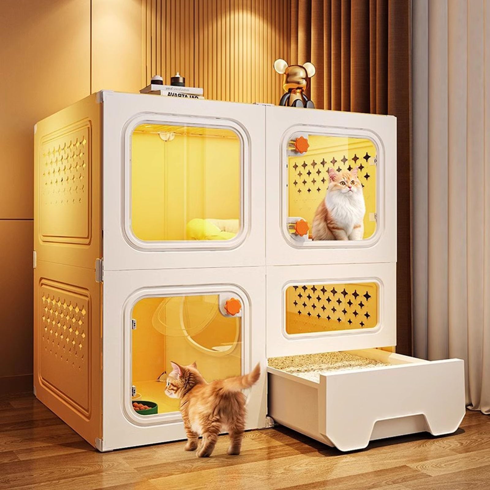 Amazon | 猫ケージ - 猫ヴィラ - 家庭用屋内オールインワン猫ハウス