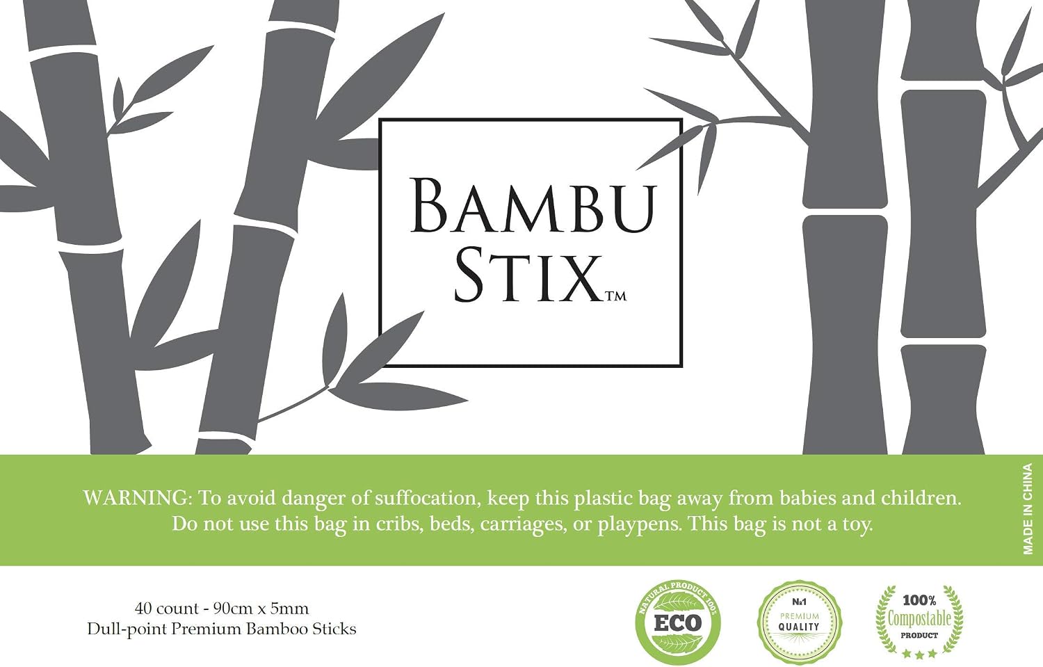 Bambu Stix Marshmallow Roasting Sticks - 36 Inch 5mm Thick Heavy Duty - Extra Long Bamboo Sticks - Smores Sticks - Bonfire Skewers - Bamboo Skewer - 100% Compostable (40 Piece)