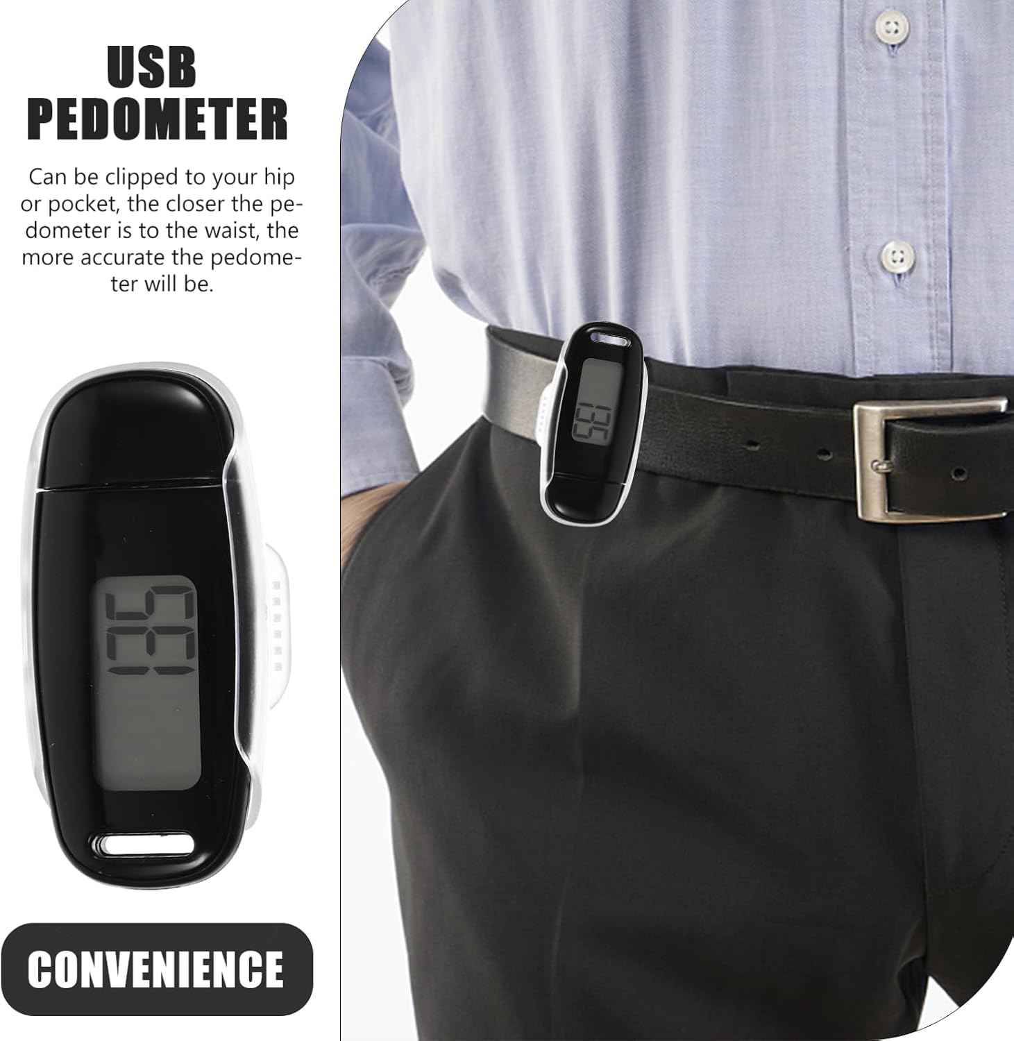 Holibanna Clip-On Pedometer LED Backlight Portable Sports Step Counter Reusable Walking Step Counter for Walking Exercise and Fitness