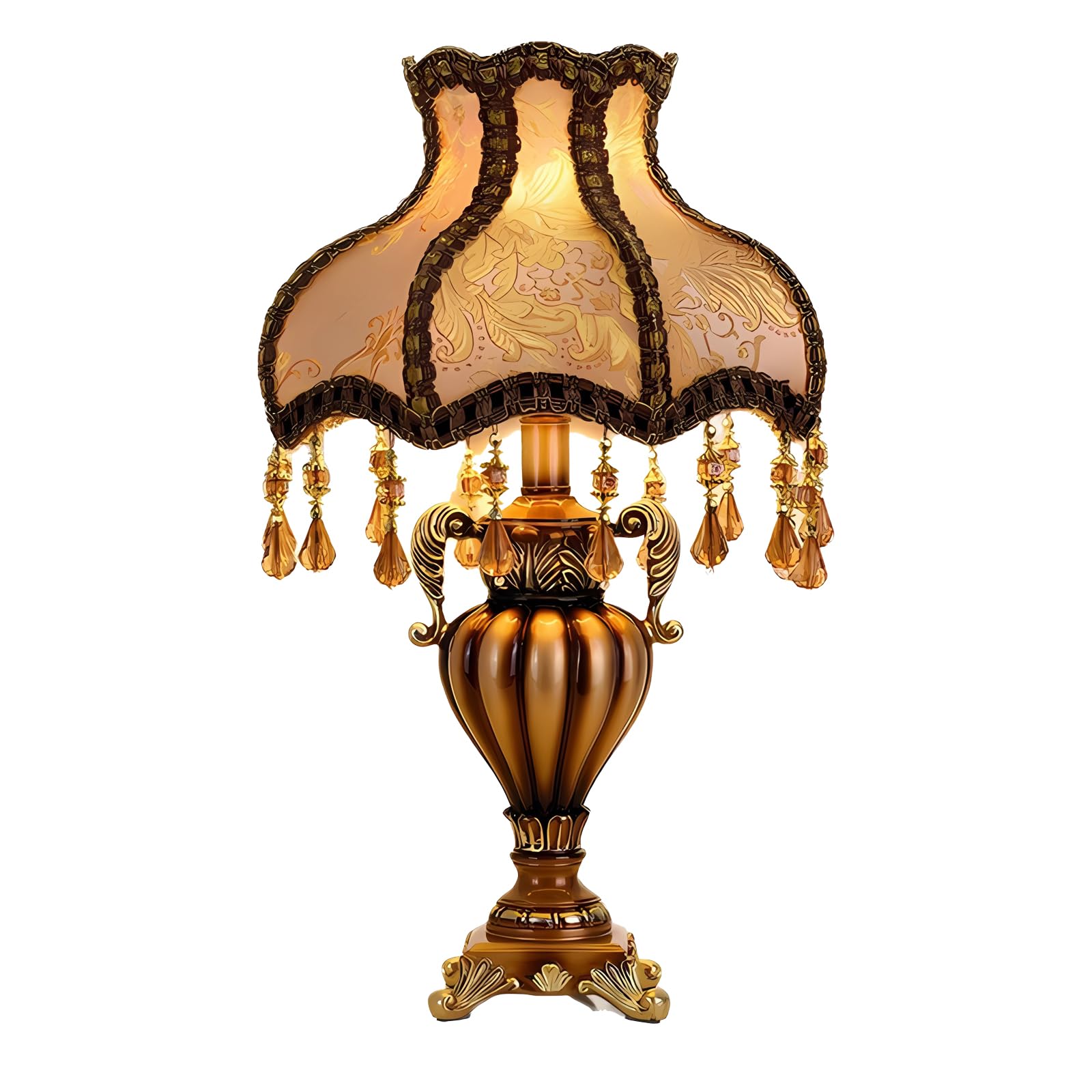 Photo 1 of Radiya European Style Victorian Table Lamp, Beige Fabric Shade